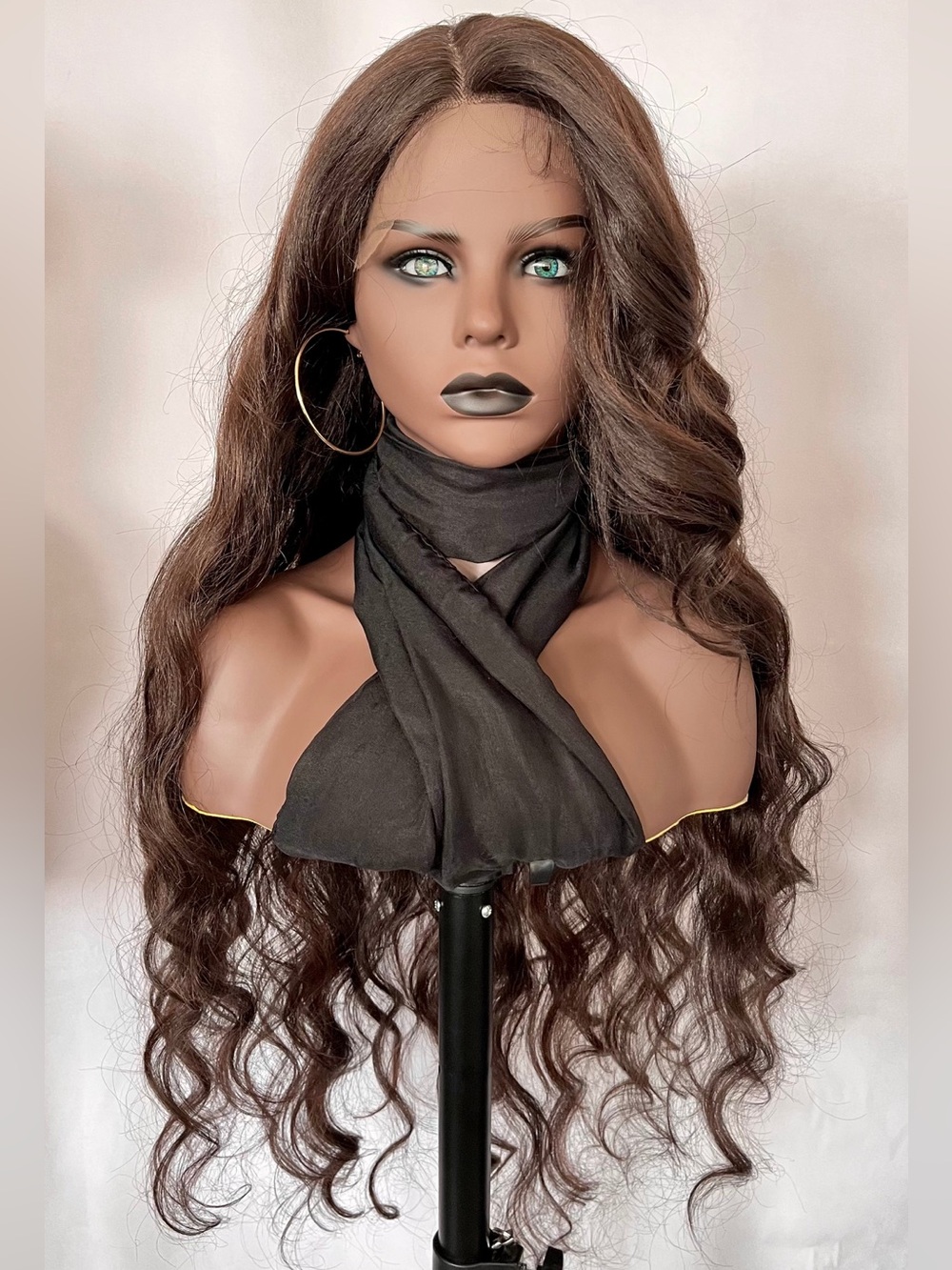 Long Beautiful Premium Fiber Brown Mix Lace Front Wig - NWT! 🤎